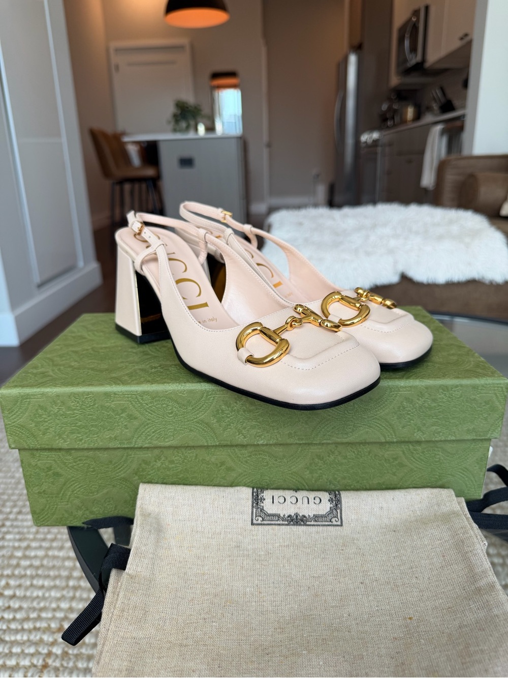 Gucci Horsebit Slingback Block Heels